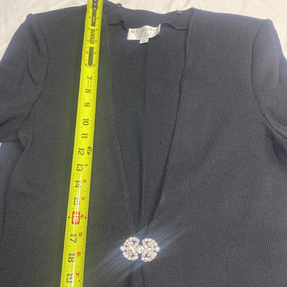 ST. JOHN EVENING blazer JACKET black 10 button off collar NWOT classic knot - Picture 12 of 13